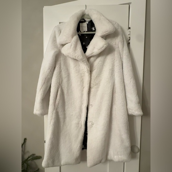 Ave Les Filles white lux faux fur coat Small. Similar to Zara Max Mara Teddy - Picture 1 of 5